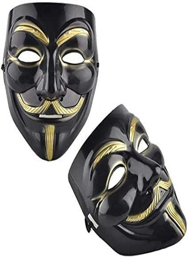 Evisha Vendetta Joker Halloween Devil Monster Horror Terror Vampire Scary White Face Mask Set of (2) (Black) - Image 1