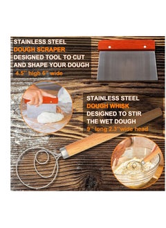 West Bay 10'' Round & 8'' Oval Banneton Bread Proofing Basket Set, 32Pcs Cane Sourdough Bread Baking Supplies with Bread Lame, Dough Scraper, Linen Liner, Brush Flouring Stencil, Bread Making Kit for Christmas  - Image 3