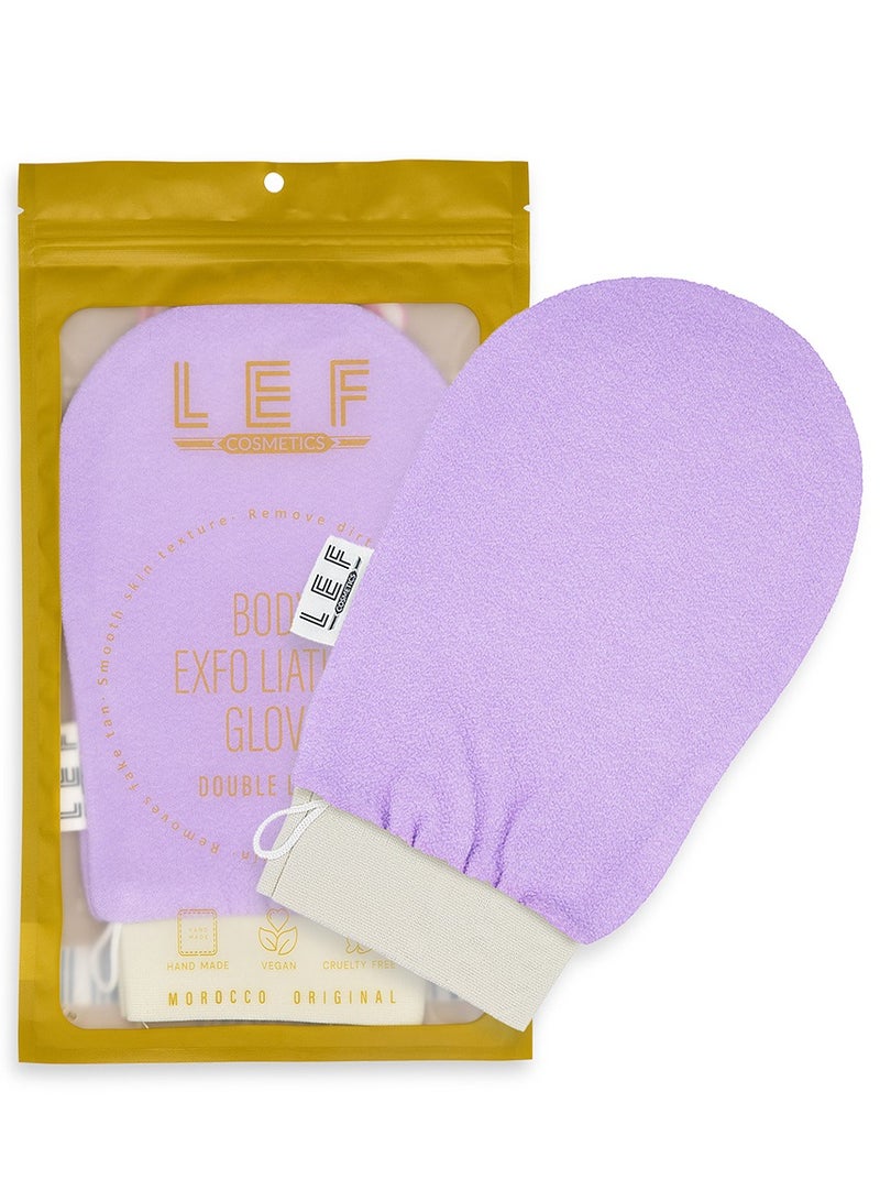ليف القفاز الكوري لتقشير وإزالة الجلد الميت من الجسم ذو طبقه مزدوجه | PURPLE - Image 1