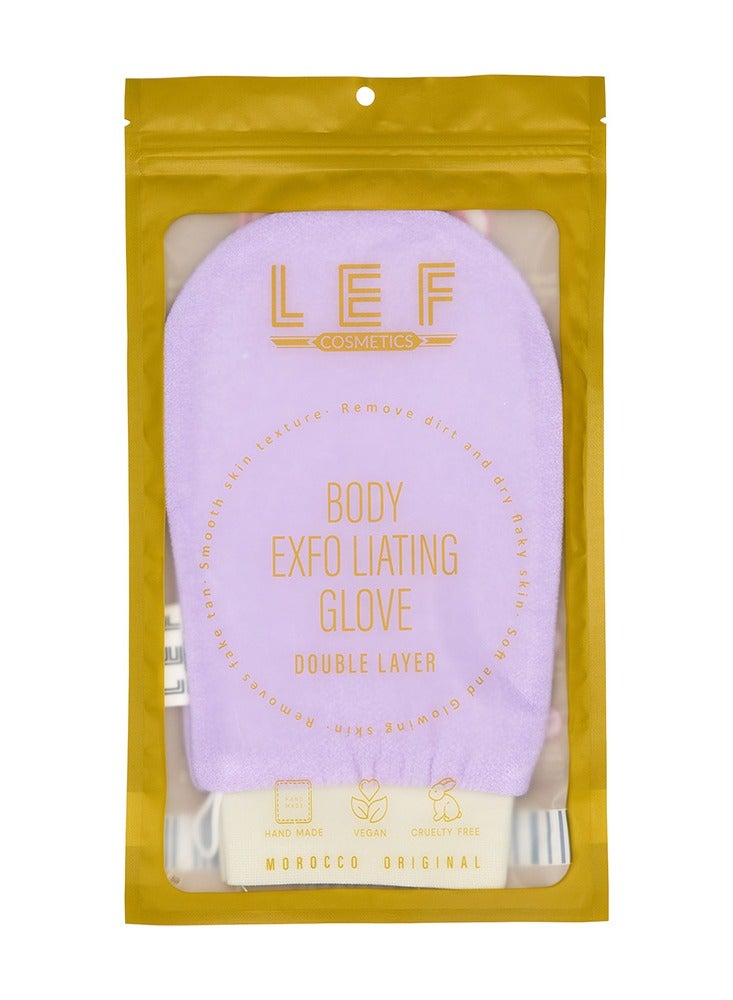 ليف القفاز الكوري لتقشير وإزالة الجلد الميت من الجسم ذو طبقه مزدوجه | PURPLE - Image 2