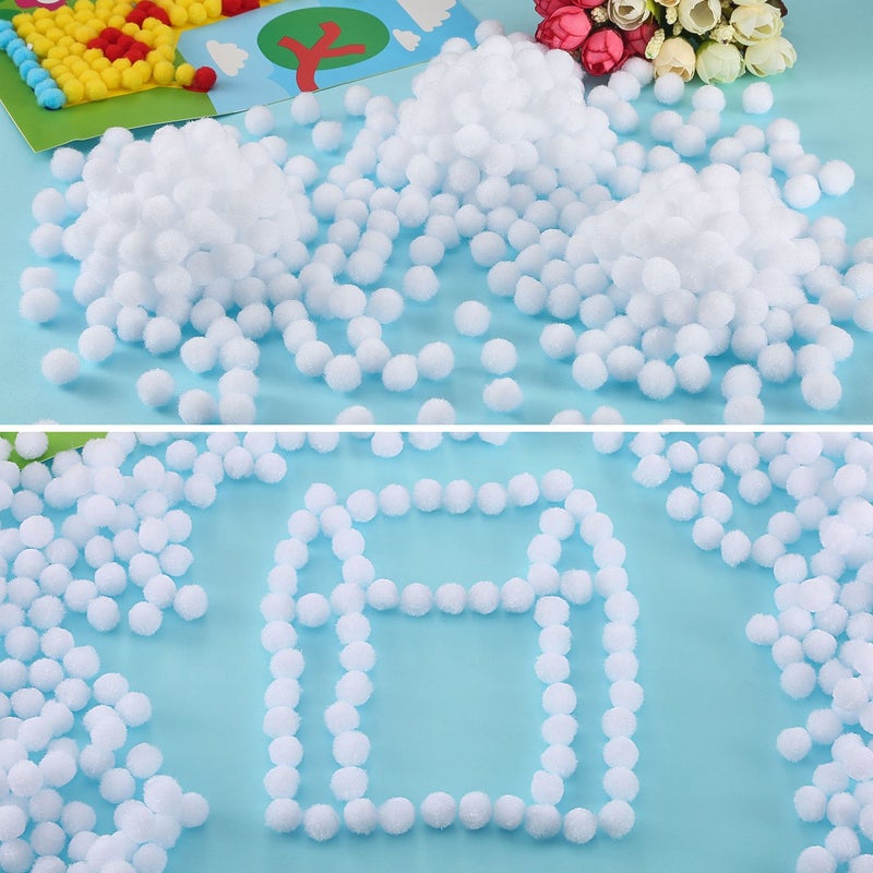 Blulu 500 Pcs 0.5 Inch Polypropylene Pompoms for Craft Making, Small Pom Poms Balls Art and Craft DIY Decorations(White) - Image 5