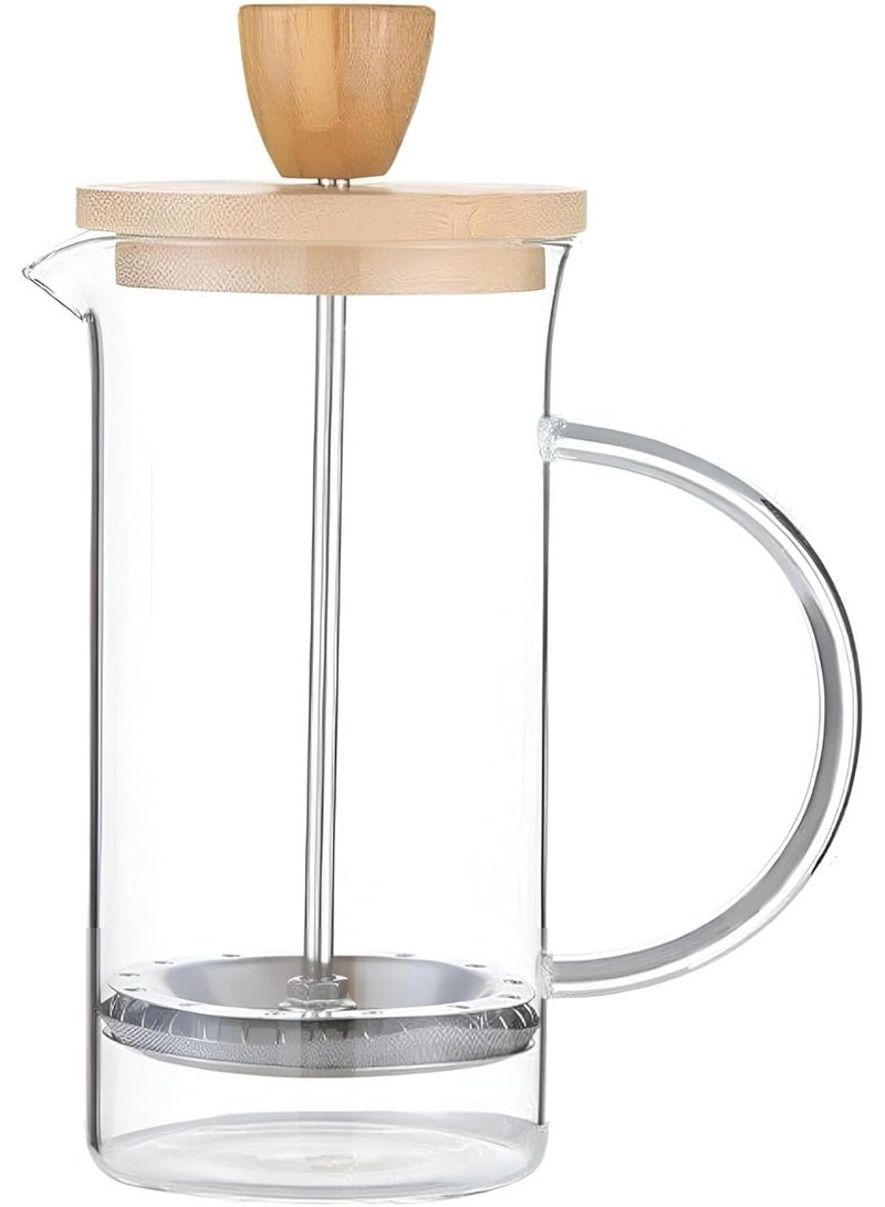 eBasket Pyrex thermal French press coffee maker with wooden lid, 1000ml capacity - Image 4