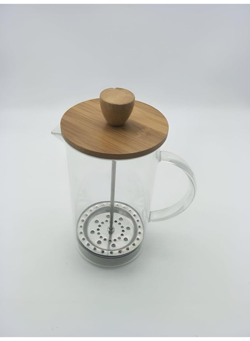 eBasket Pyrex thermal French press coffee maker with wooden lid, 1000ml capacity - Image 2