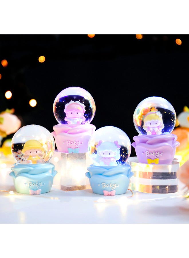 Small Luminous Crystal Ball Cute Nopiao Snow Night Light Resin Craft Ornaments Student Children's Gifts