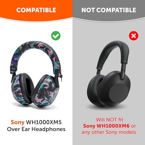 WC ShellZ XM5 Protective Headphone Exterior Shell Headband Covers for Sony WH1000XM5 Made by Wicked Cushions Made with Premium Silicone 90s Black - Image 3
