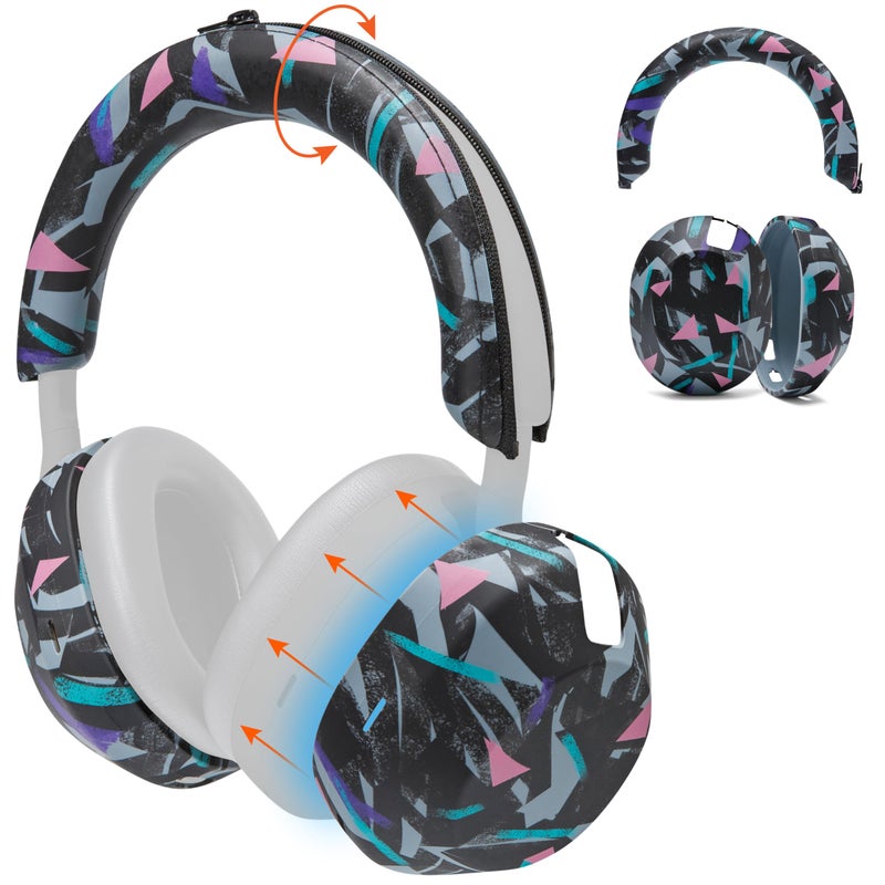WC ShellZ XM5 Protective Headphone Exterior Shell Headband Covers for Sony WH1000XM5 Made by Wicked Cushions Made with Premium Silicone 90s Black - Image 2