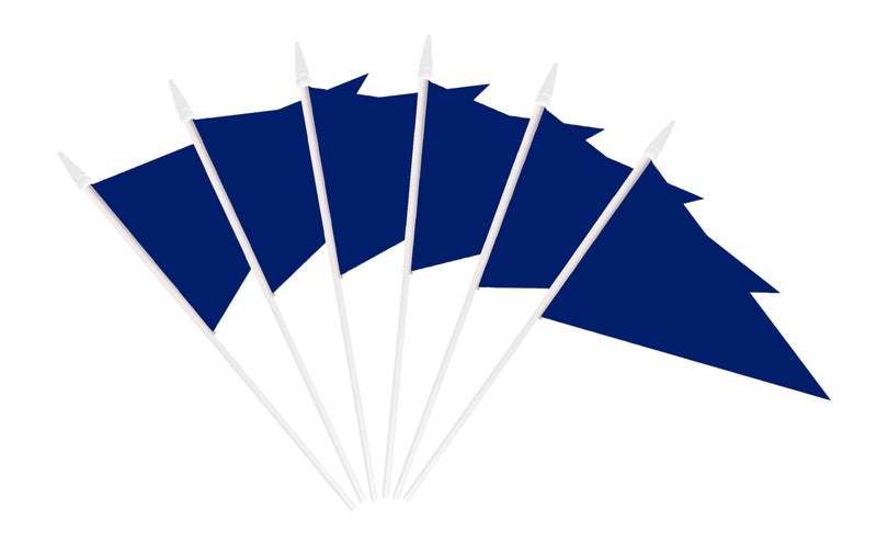 tibijoy 12 Pack Dark Blue Pennant Flags Small Mini Hand Held Solid Color Pennant On Sticks Flags with 12.6"Solid Pole & Spear Top,Party Events Celebration,School,Grand Opening,Kids Birthday,Sports Clubs,Flower Pot - Image 2