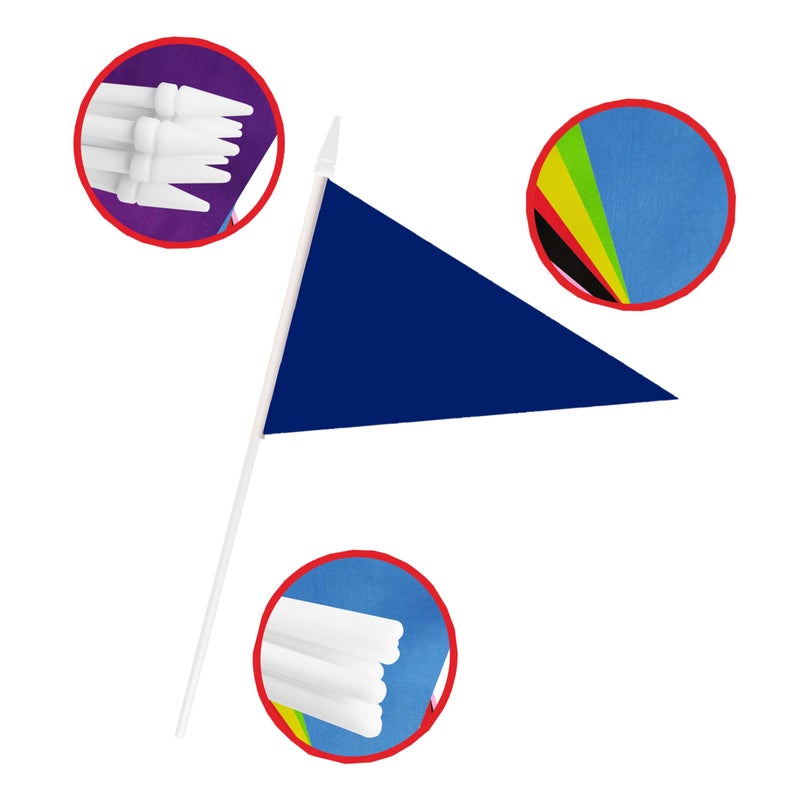tibijoy 12 Pack Dark Blue Pennant Flags Small Mini Hand Held Solid Color Pennant On Sticks Flags with 12.6"Solid Pole & Spear Top,Party Events Celebration,School,Grand Opening,Kids Birthday,Sports Clubs,Flower Pot - Image 5