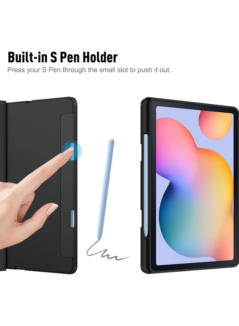 نيو حافظة لوحة مفاتيح لجهاز سامسونج جالاكسي تاب إس 6 لايت مقاس 10.4 بوصة (2024/2022/2020) - غطاء جلدي رفيع من البولي يوريثان مع لوحة مفاتيح بلوتوث قابلة للفصل، ولوحة تتبع مدمجة، وحامل متعدد المشاهدات وحماية كاملة - أسود - Image 3