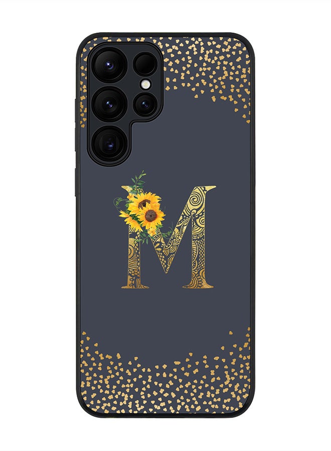 Stylizedd For Samsung Galaxy S25 Ultra 5G Case,Slim fit Camera Protection, Shockproof Thin Phone cover  - Custom Floral Monogram - M  (Grey ) - Image 1