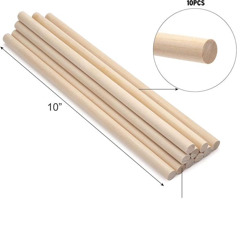 Bake House Combo 18pcs Pack Cake Dowel 8 Pieces Plastic Cake Dowels Rods White and Wooden Cake Dowel Dods Wood Dowels 10PCS 10 Round Cake Dowels for Tiered Cakes Construction and Stacking 18pcs Set  - Image 2