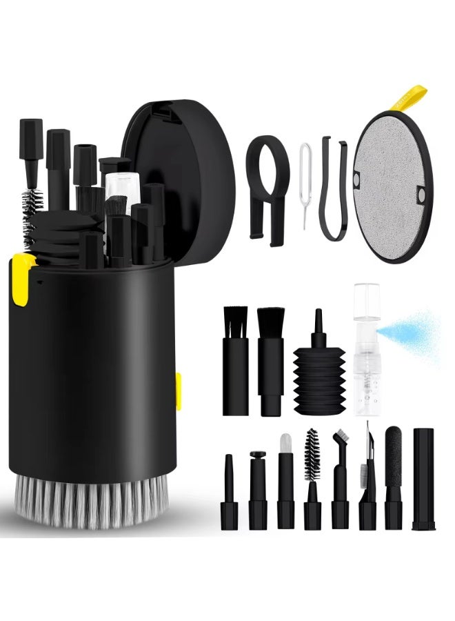 20-in-1 Electronic Cleaner Kit, Keyboard Cleaner kit, Portable Multifunctional Cleaning Tool for PC Monitor/Earbud/Cell Phone/Laptop/Computer/Bluetooth Earphones(Black)
