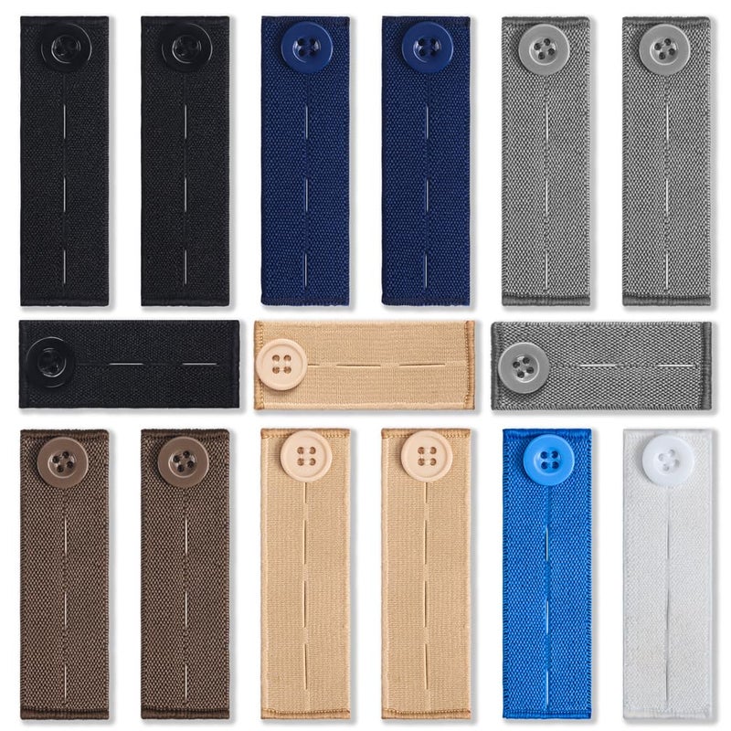YUANHANG 15Pcs Waist Extender for Pants Jeans Elastic Waistband Button Expander for Women Men