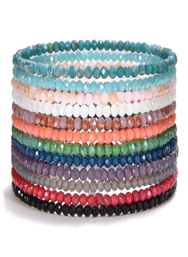 Cherry Tree Collection - Crystal Bracelet Set of 12 - For Women and Teens - 6.75-7" To Fit Most Wrists - 2x3mm Rondelle Beads, Medium, Glass, no gemstone - Image 1