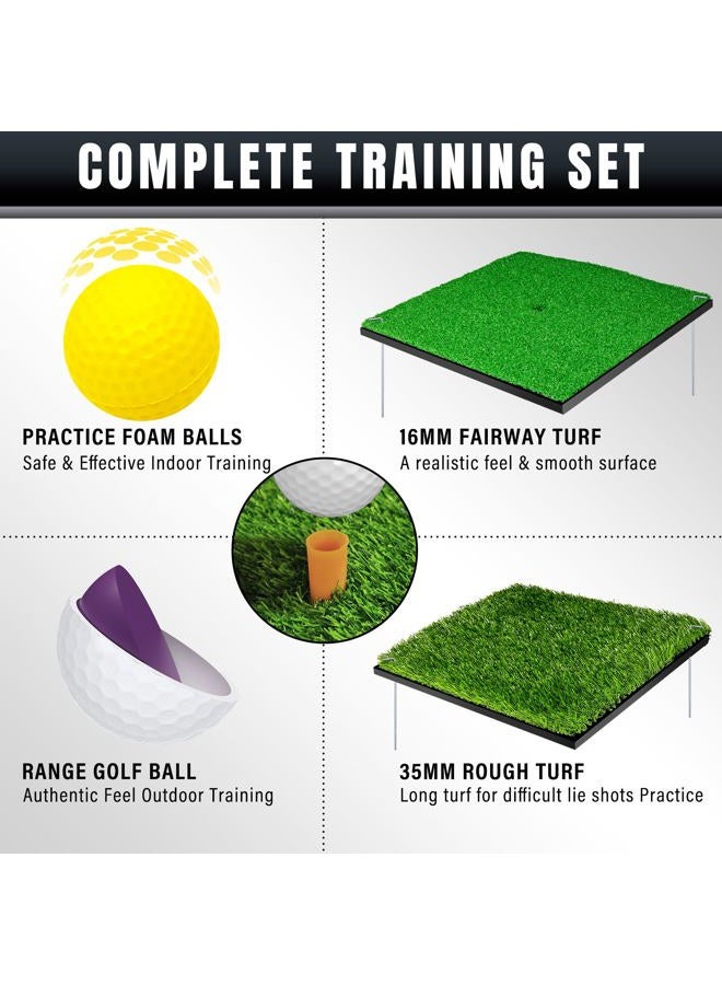 DURARANGE Pop-up Golf Chipping Net with Dual Turf Hitting Mat, 6 Driving Range Golf Balls, 6 Practice Foam Balls and Tees Combo, Target Swing Training Aids Backyard | Indoor | Outdoor 25 inches by 25" - Image 4