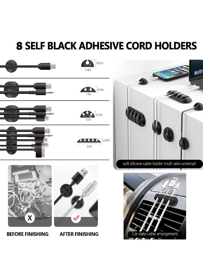 Relex Management Organizer Kit with 4 Cable Sleeve Split, 45 Self Adhesive Cable Clips Holder, 5 Rolls and 30 Pcs Adhesive Ties, 200 Nylon Fasten Cable Ties for TV Office Car Desk Home - Image 2
