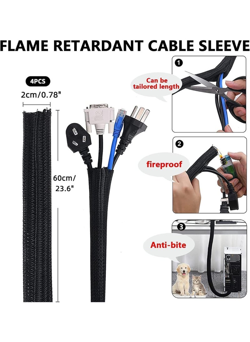 Relex Management Organizer Kit with 4 Cable Sleeve Split, 45 Self Adhesive Cable Clips Holder, 5 Rolls and 30 Pcs Adhesive Ties, 200 Nylon Fasten Cable Ties for TV Office Car Desk Home - Image 3