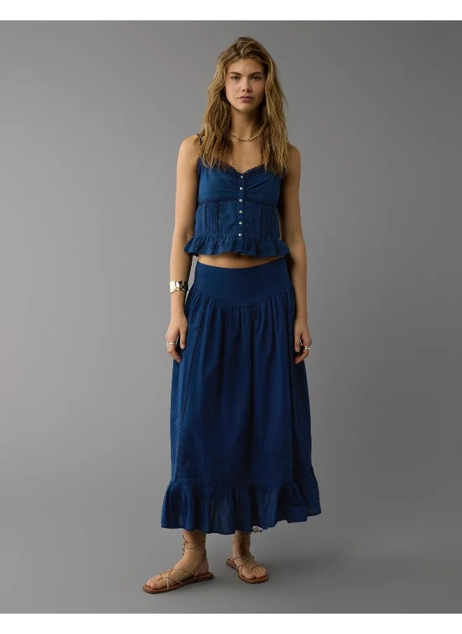 امريكان ايجل AE High-Waisted Ruffle Maxi Skirt