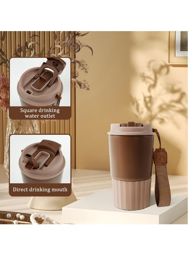 Travel Coffee Mug, 15.2oz Insulated Stainless Steel Coffee Cup with Lanyard, Spill Proof Double Wall Vacuum Tumbler, Reusable To-Go Mug for Hot/Iced Coffee and Tea (Twilight Grey) - Image 3