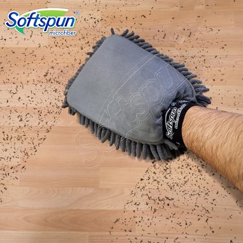 SOFTSPUN Microfiber Double Side Chenille Mitt, 2 Piece Set 1700 GSM Grey, Multi-Purpose Super Absorbent and Perfect Wash Clean with Lint-Scratch Free Home, Kitchen, Window, Dusting! - Image 5