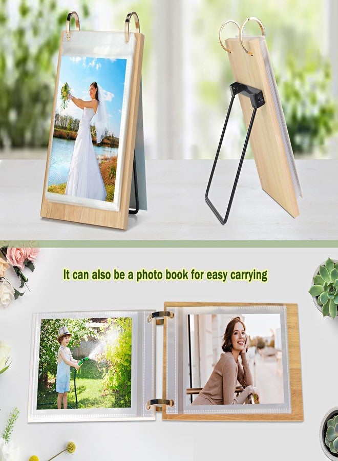 ZEEYUAN ألبوم صور مكتبي من زيوان، مقاس 4×6، ألبوم صور قائم، كتاب تجميع صور لسطح المكتب، ألبوم صور قابل للطي مقاس 4×6 على حامل - Image 2