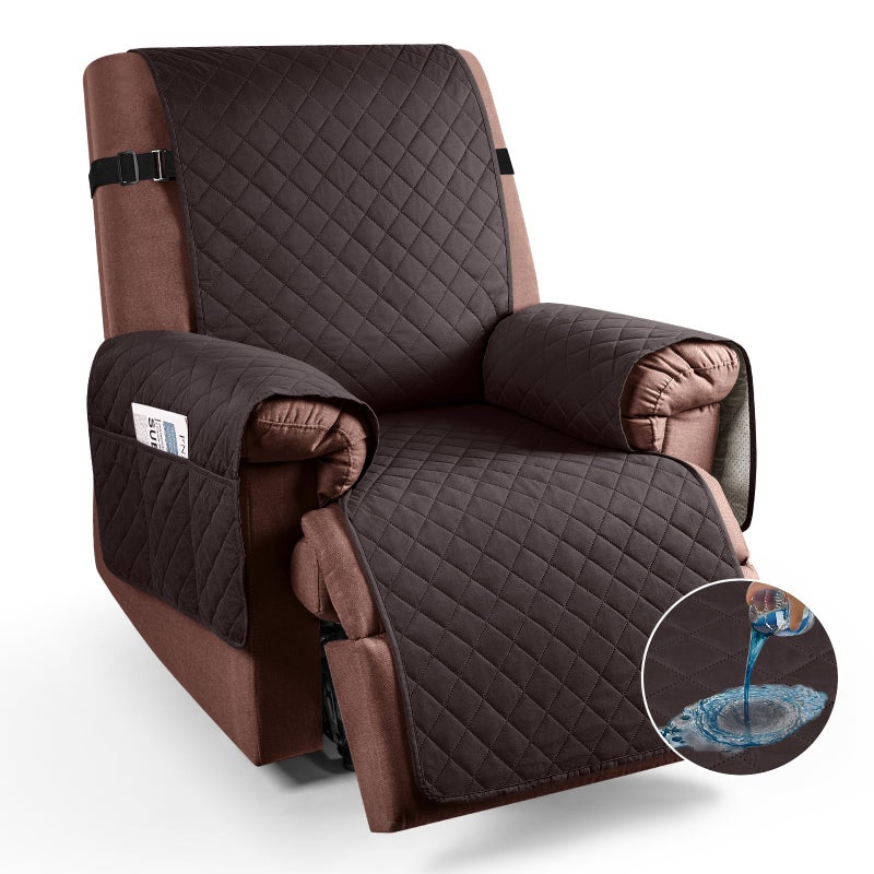 KinCam 100 Waterproof Recliner Chair Cover Reclining Couch Covers for Pets Dogs Recliner Couch Slipcover Furniture Protector with Elastic Straps for Kids236 Chocolate
