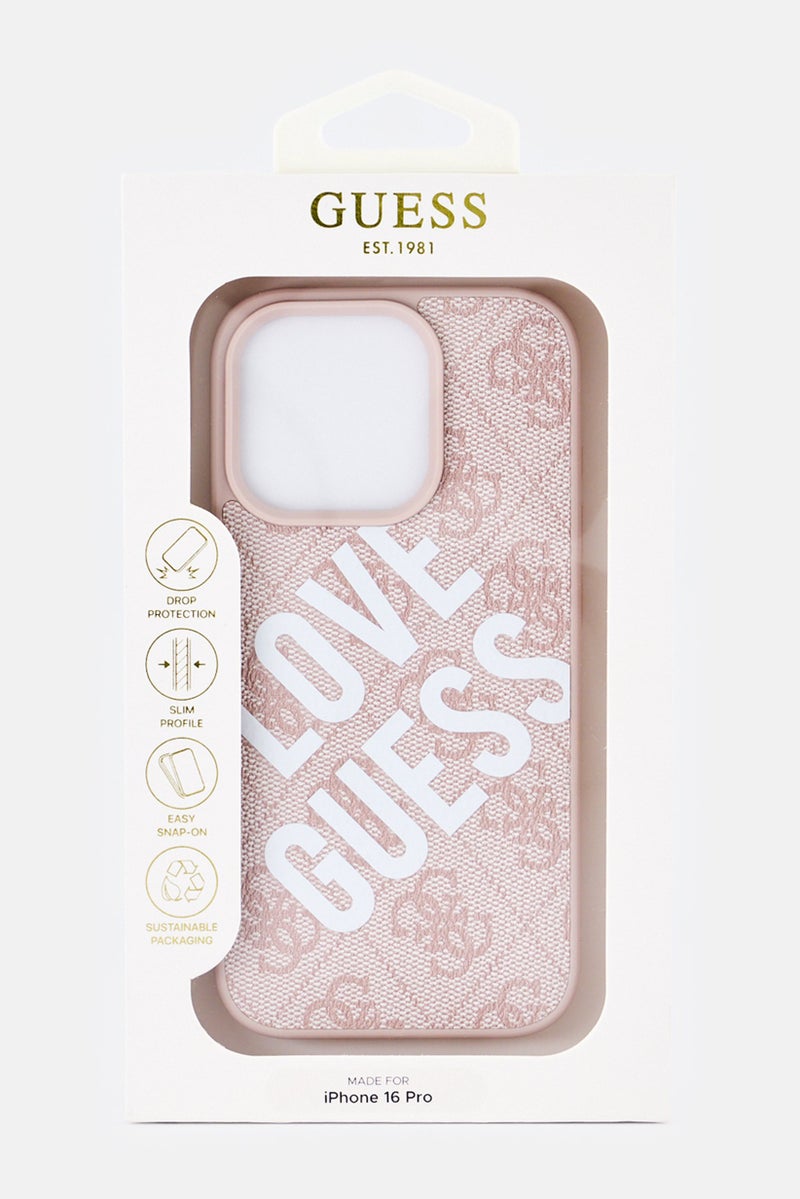 GUESS iPhone 16 Pro Brand Logo Protective Case, Pink - Image 2