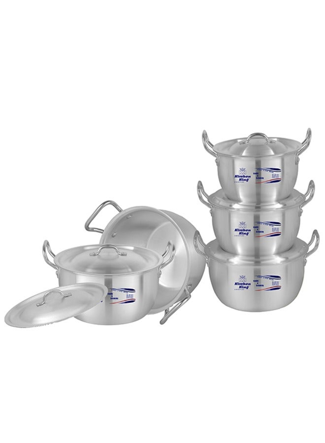 Kitchen King Topical 10-Piece Aluminum Cooking Pot Set , Durable Metal Finish Casseroles, FDA-Approved, Sturdy Handles, Efficient Heat Distribution, Sizes 18/20/23/26/28 cm - Image 3