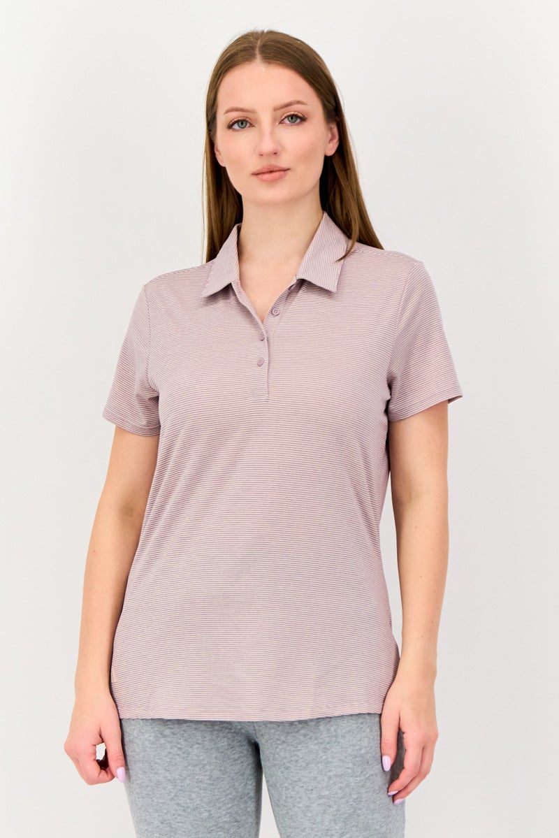 Adidas Women Sportswear Fit Short Sleeve Outdoor Polo Shirt, Mauve - Image 1