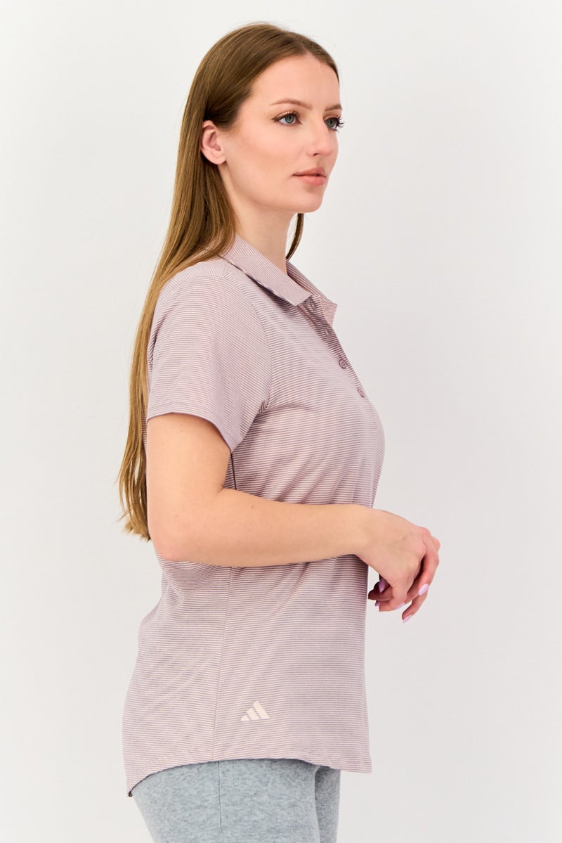 Adidas Women Sportswear Fit Short Sleeve Outdoor Polo Shirt, Mauve - Image 2