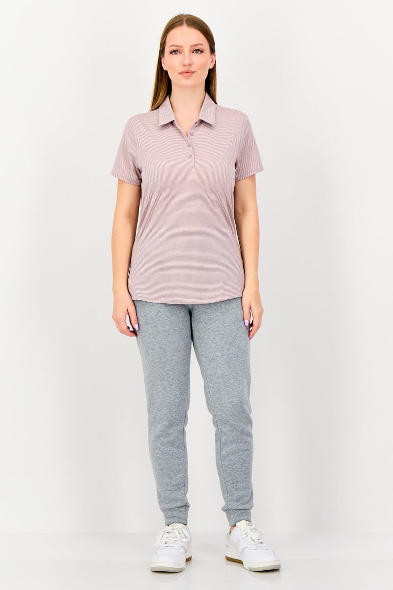 Adidas Women Sportswear Fit Short Sleeve Outdoor Polo Shirt, Mauve - Image 4