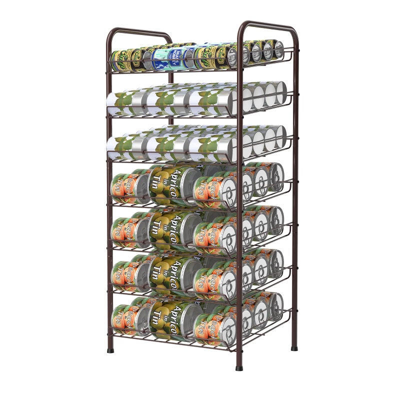 Vrisa Can Organizer for Pantry 7tier Can Dispenser Rack Holde up to 84 Cans Multifunctional Can Holder for Canned Food Storage Kitchen Cabinet or Pantry Shelf Rustic Brown