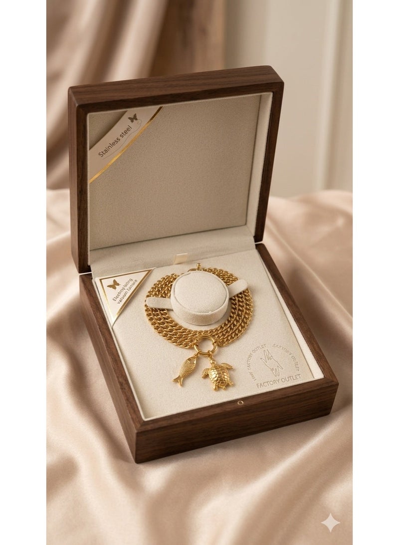 Elegant Multi-Strand Gold Plated Stainless Steel Bracelet for Women - Image 1