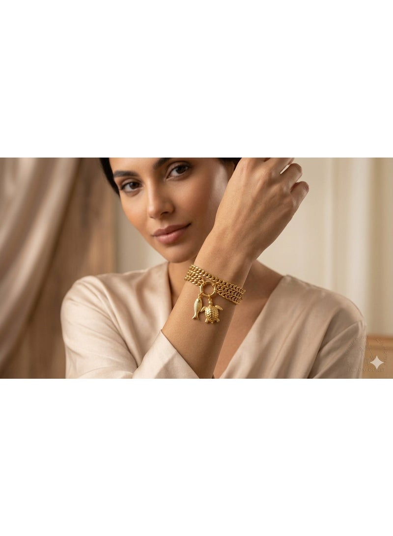 Elegant Multi-Strand Gold Plated Stainless Steel Bracelet for Women - Image 2