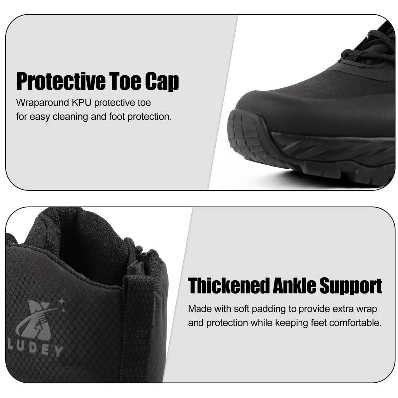LUDEY Lightweight Tactical Military Boots for Men Comfortable Breathable Durable YKK Side Zipper Anti-Slip Police Combat Duty Boots Black 10.5US - Image 4