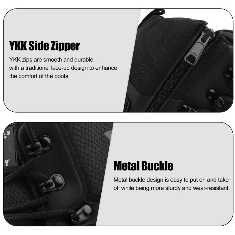 LUDEY Lightweight Tactical Military Boots for Men Comfortable Breathable Durable YKK Side Zipper Anti-Slip Police Combat Duty Boots Black 10.5US - Image 5