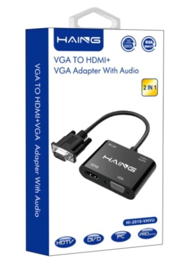 Haing VGA to HDMI VGA Adapter with Charging Cable and 3.5mm Audio Cable - Image 1
