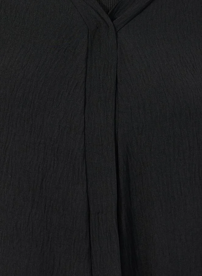 Styli Tiered Crepe Abaya with Flared Hem