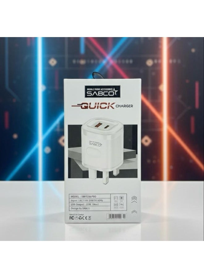 25W Dual Port Quick Charger | USB-C & USB-A Power Adapter - Image 1