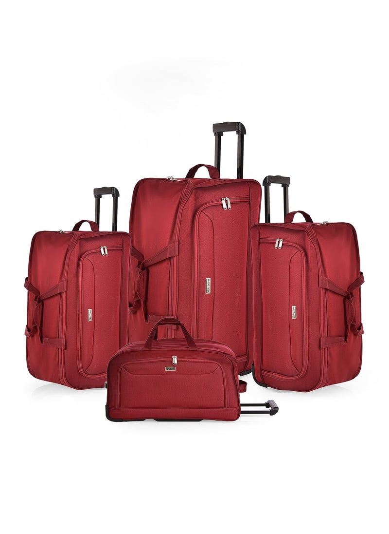 NEW TRAVEL - New Travel Duffle Bag Luggage Set, Fabric Trolley Travel Bag Set with Carry On Cabin Sizes, 2 Wheels and Telescopic Handle, 4 Pieces, Size 19/21/23/26 Inches, DF01/4P (Burgundy) - Image 1
