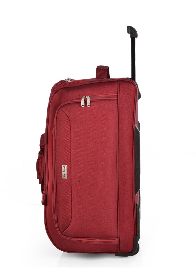 NEW TRAVEL - New Travel Duffle Bag Luggage Set, Fabric Trolley Travel Bag Set with Carry On Cabin Sizes, 2 Wheels and Telescopic Handle, 4 Pieces, Size 19/21/23/26 Inches, DF01/4P (Burgundy) - Image 1