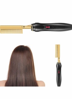 KASTWAVE Hair Straightener Brush, Electric Heating Comb, Portable Travel Anti-Scald Beard Straightener Press Comb, Ceramic Security Curling Iron Fast Heating Hot Comb, Anti-Scald, Easy to Use  - Image 1