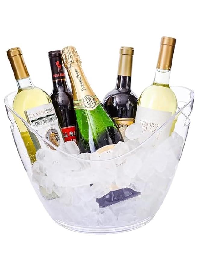 HOOKOR Ice Bucket ， Clear Acrylic 4 Liter Plastic Tub for Drinks and Parties, Food Grade, Perfect for Wine, Champagne or Beer Bottles (8L)  - Image 1