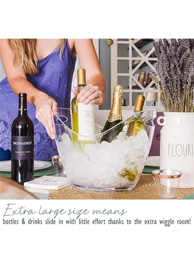 HOOKOR Ice Bucket ， Clear Acrylic 4 Liter Plastic Tub for Drinks and Parties, Food Grade, Perfect for Wine, Champagne or Beer Bottles (8L)  - Image 3