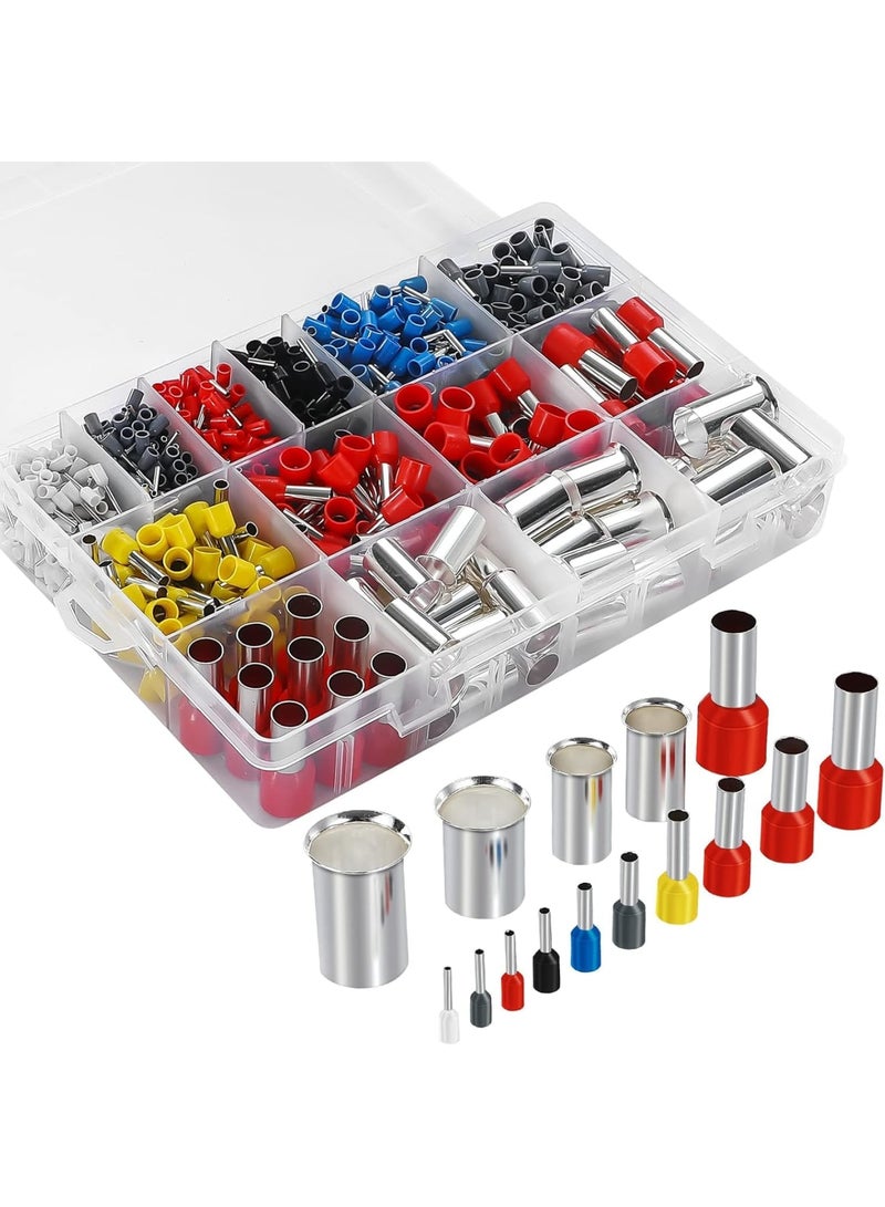 Barakah Wire Ferrule Kit, 1000PCS Copper Crimp Terminals Insulated Pin Cord End Connectors for Electrical Wiring and DIY Projects, Multi-Gauge AWG 22-3/0 - Image 1