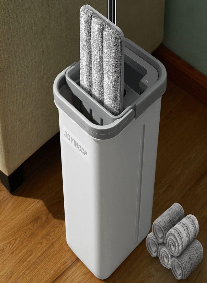 JOYMOOP Mop and Bucket with Wringer Set, Hands Free Flat Floor Mop and Bucket, with 5 Washable Microfiber Pads, Wet and Dry Use, Floor Cleaning System - Image 1