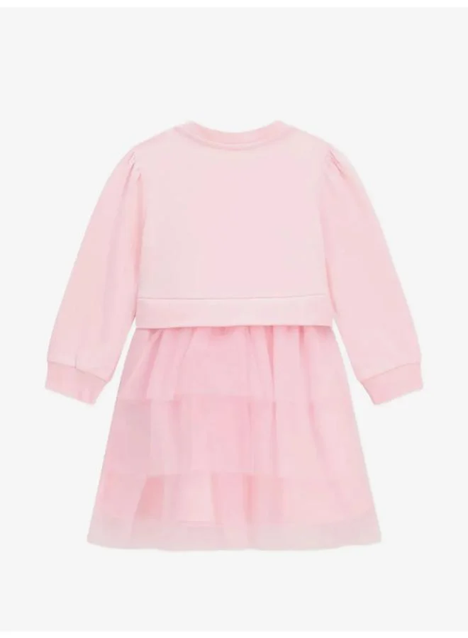 Guess Kids Mixed Fabric Long Sleeve Dress