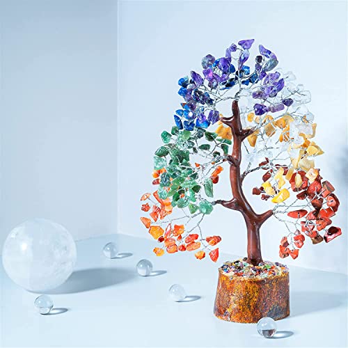 HindCraft Seven Chakra Tree | Good Luck Tree for Home & Office Decor | Artificial Tree for Living Room, Hall & Table Decoration | Gift for Men & Women – Anniversary & Birthday, 8 Inch - 200 Beads - Image 2