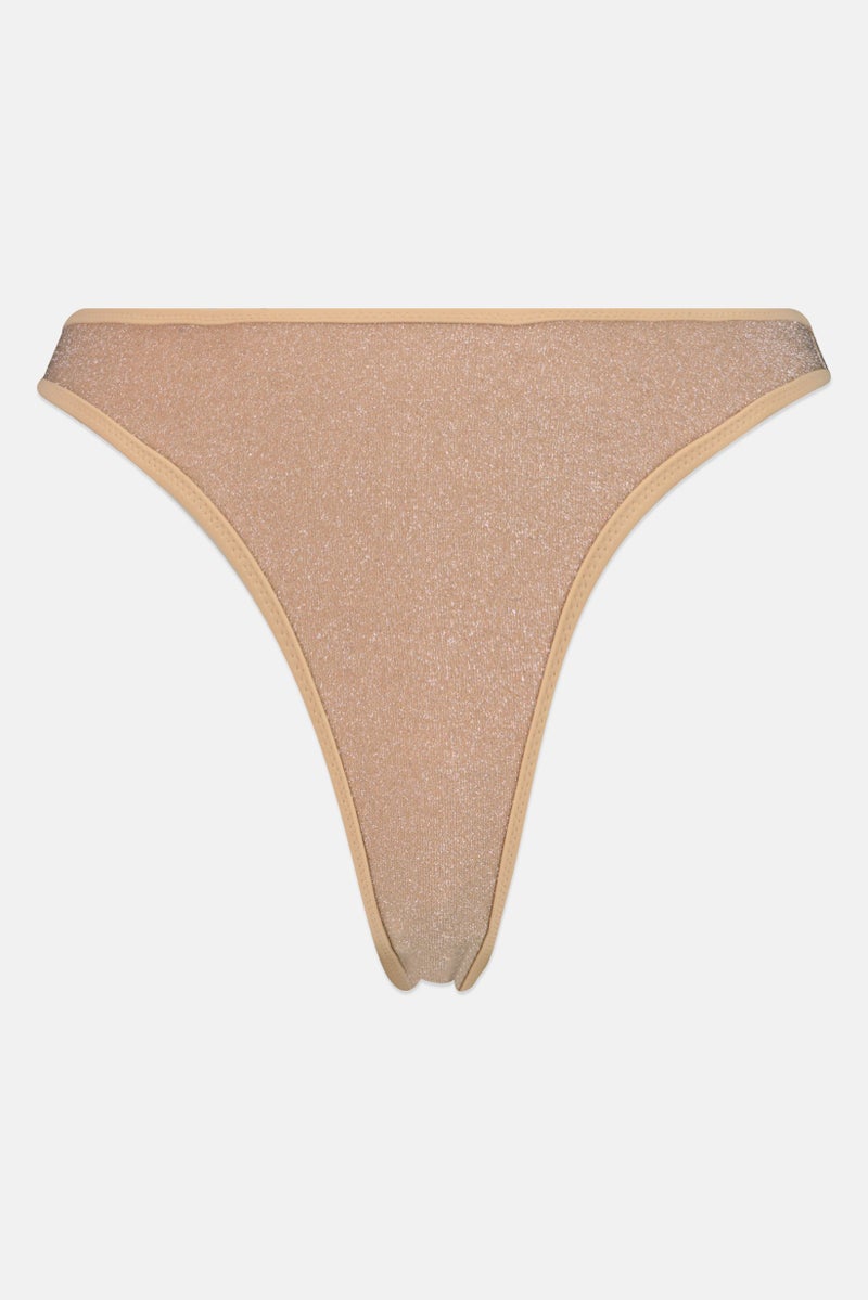 Aerie Women Textured Bikini Bottom, Peach - Image 1