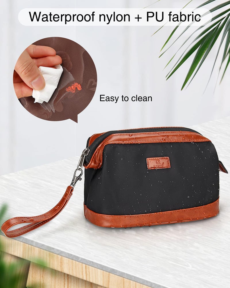 Relavel Travel Makeup Bag, Cosmetic Bag Makeup Organizer Bag Zipper Pouch for Purse Large Capacity Toiletry Bag Portable Waterproof Travel Accessories Skincare Make Up Bag, Brown - Image 5